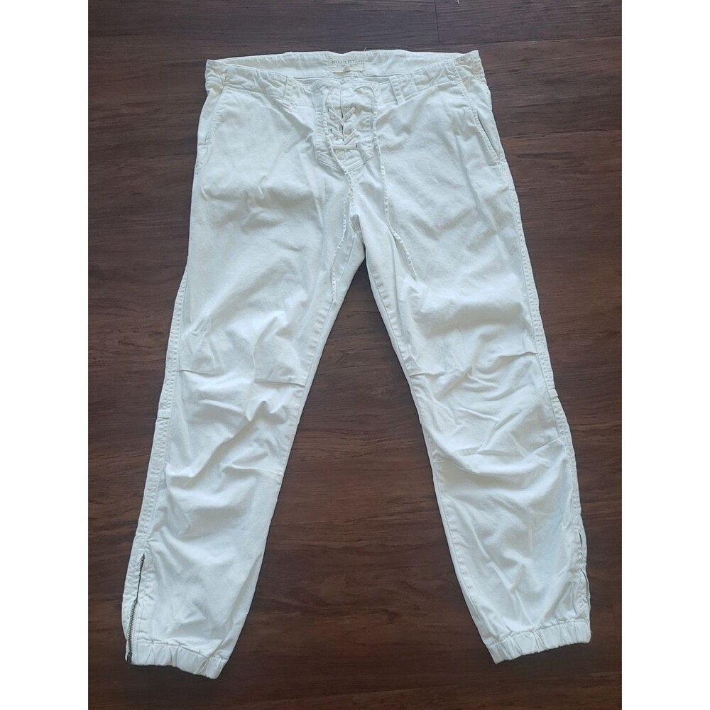 Nili Lotan Cream Military Twill High-Rise Waist Pants Size 8 Preppy Streetwear